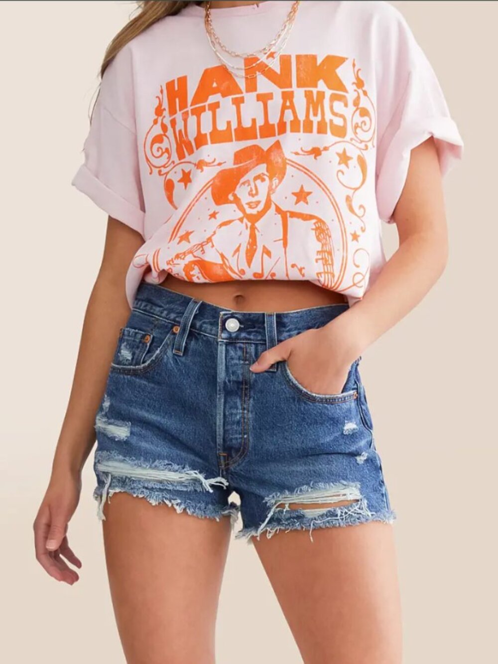 Levi’s 501 High-Waisted Denim Short in Blame Game (Dark Blue)